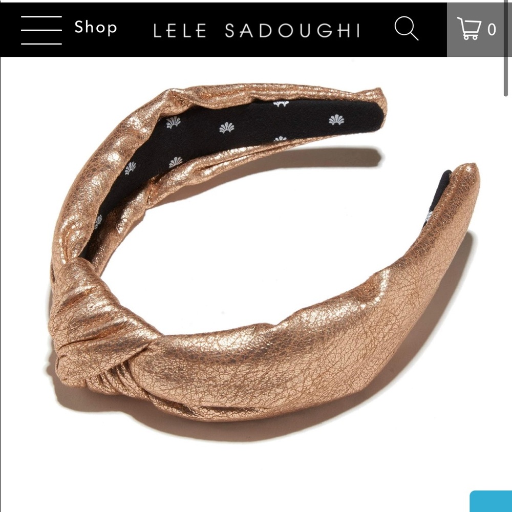 Lele Sadoughi gold faux leather headband